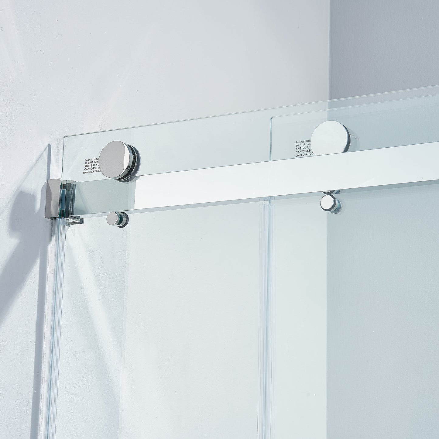 Adoric Frameless Double Sliding Shower Door, 45"-48" W x 76" H , 3/8 "(10mm) Clear Tempered Safety Glass Silent Top Rollers and 304 Stainless Steel Handles