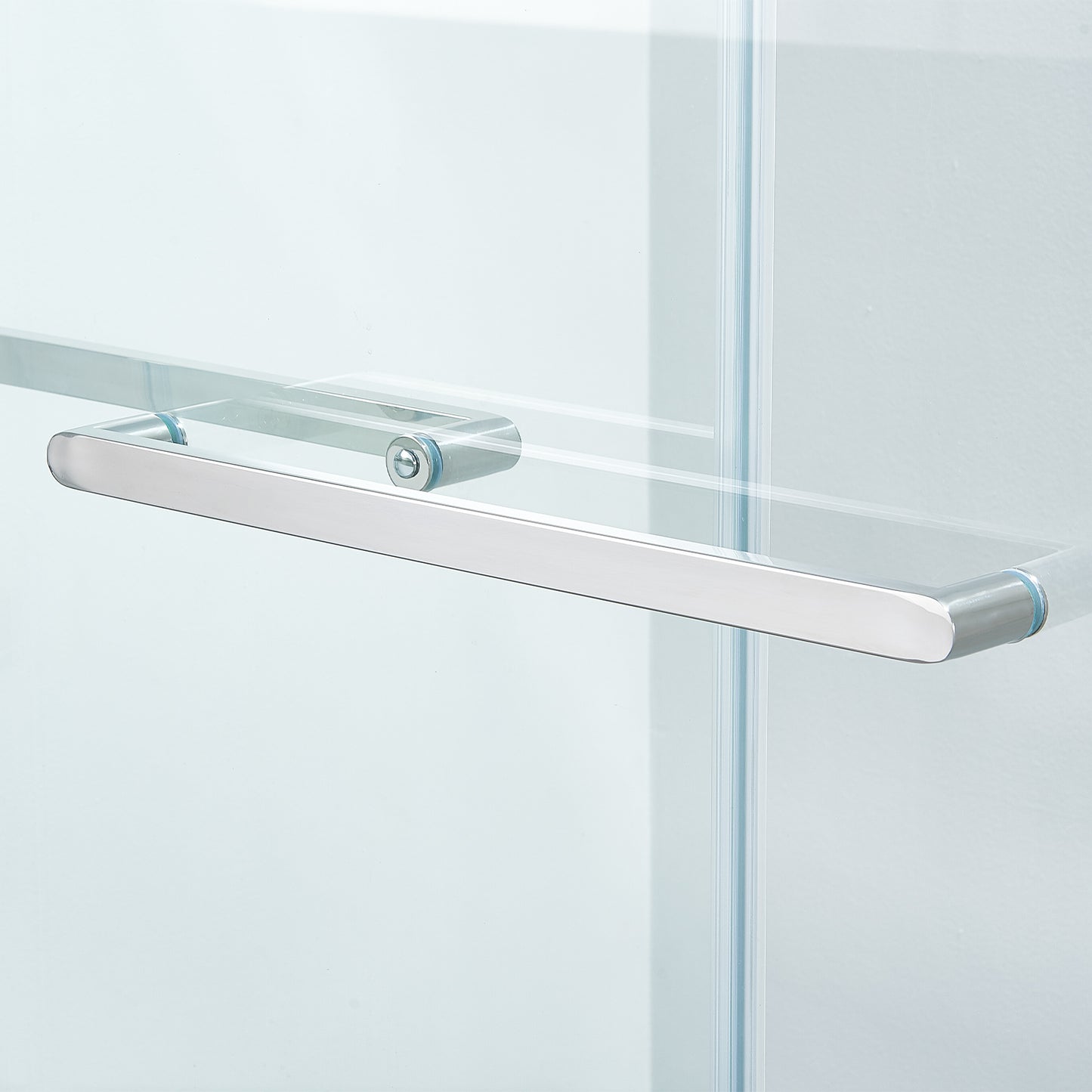 Adoric Frameless Double Sliding Shower Door, 45"-48" W x 76" H , 3/8 "(10mm) Clear Tempered Safety Glass Silent Top Rollers and 304 Stainless Steel Handles