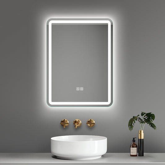 LED Bathroom Mirror 24"x 32" with Anti-Fog and Memory Function, Dimmable Wall Mirrors, Waterproof Led Mirror, Lighted Bathroom Vanity Mirror for Wall, 3 Colors LED Vanity Mirror(Horizontal/Vertical)