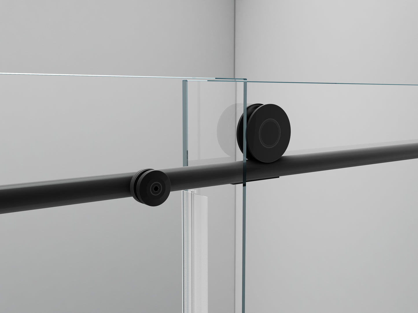 Adoric Frameless Single Sliding Shower Door，Matte Black Finish, 3/8 "(10mm) Clear Tempered Safety Glass Silent Top Rollers and 304 Stainless Steel Handles