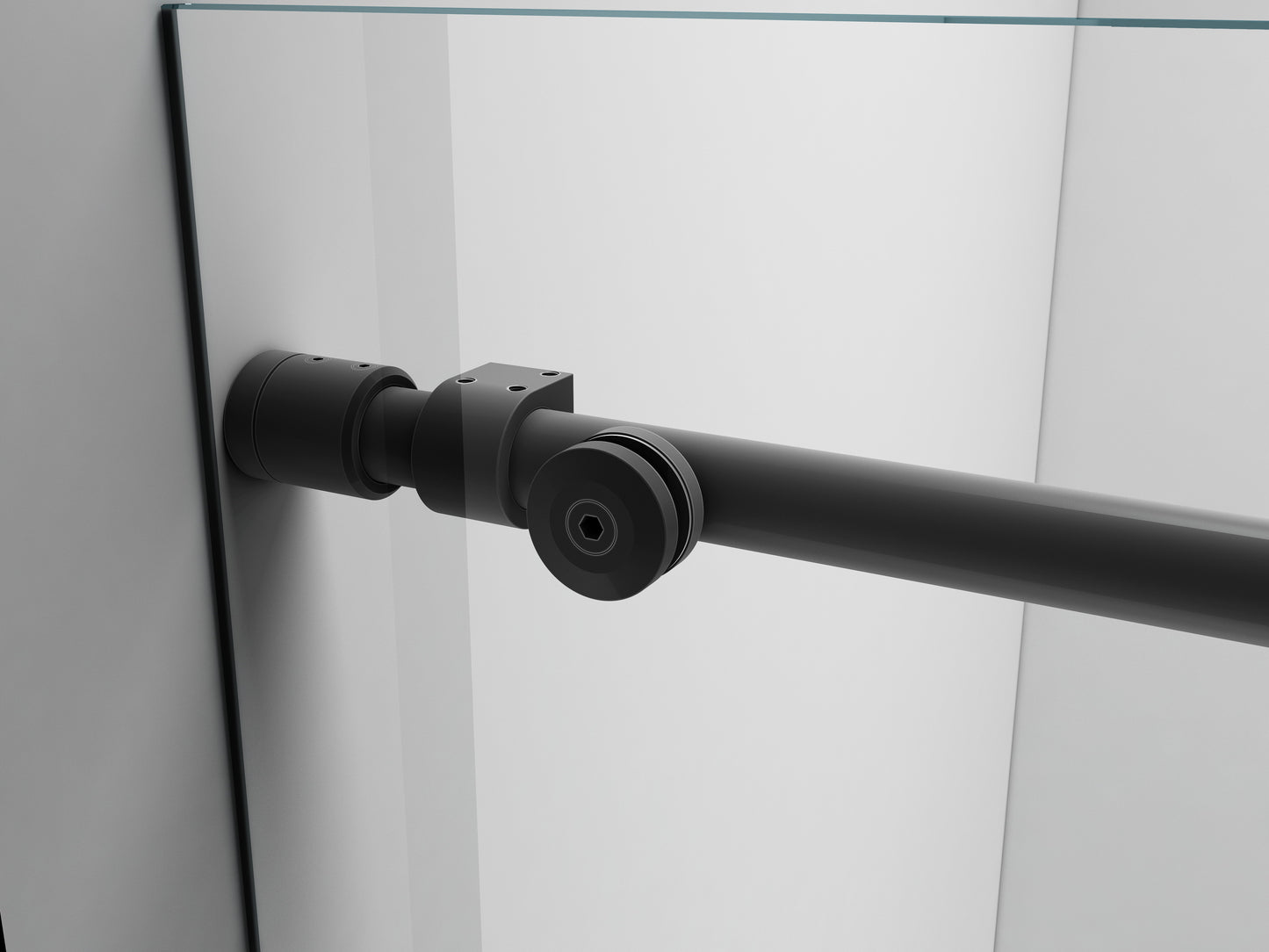 Adoric Frameless Single Sliding Shower Door，Matte Black Finish, 3/8 "(10mm) Clear Tempered Safety Glass Silent Top Rollers and 304 Stainless Steel Handles