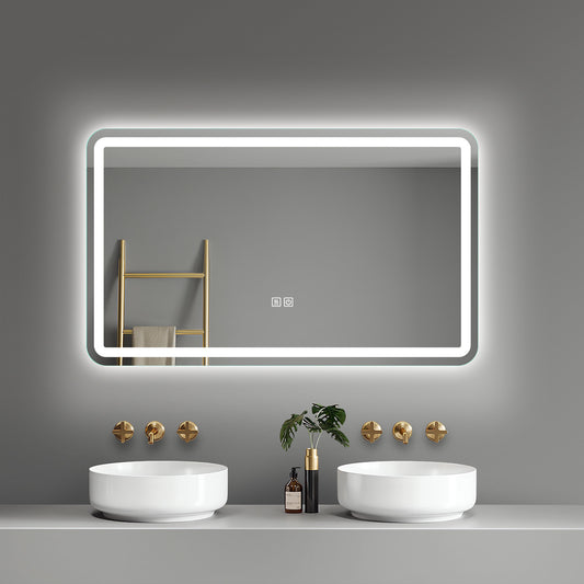 LED Bathroom Mirror 40"x 24" with Anti-Fog and Memory Function, Dimmable Wall Mirrors, Waterproof Led Mirror, Lighted Bathroom Vanity Mirror for Wall, 3 Colors LED Vanity Mirror(Horizontal/Vertical)